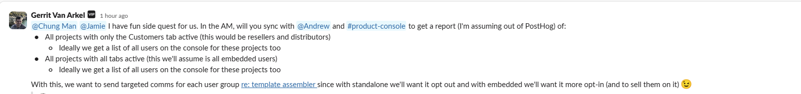 VP's complex data request